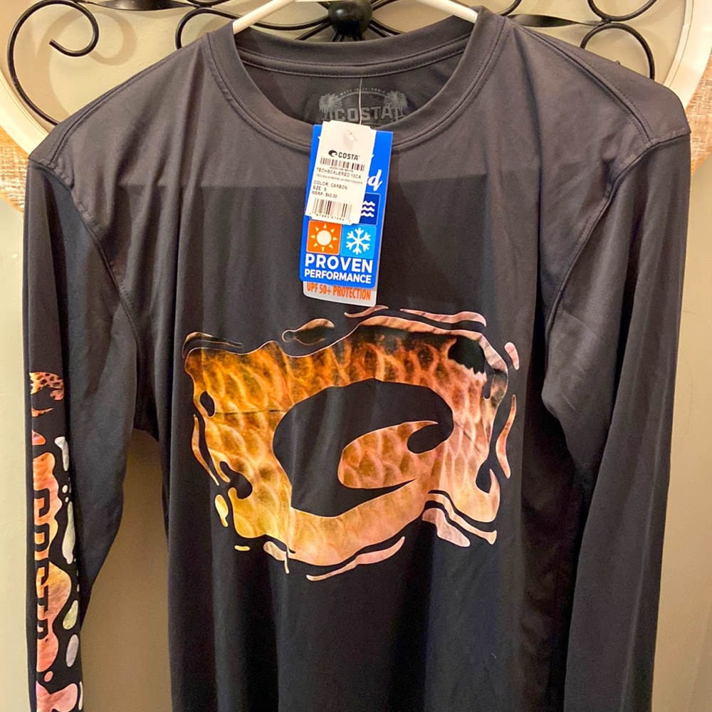 Long sleeve costa redfish performance shirt. Grey